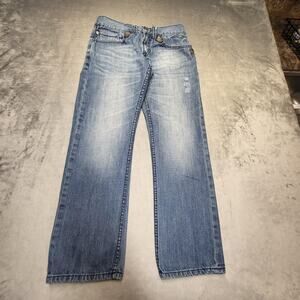 Marc Ecko Jeans Mens 30x30 Blue Light Wash Straight Slim Distressed Denim